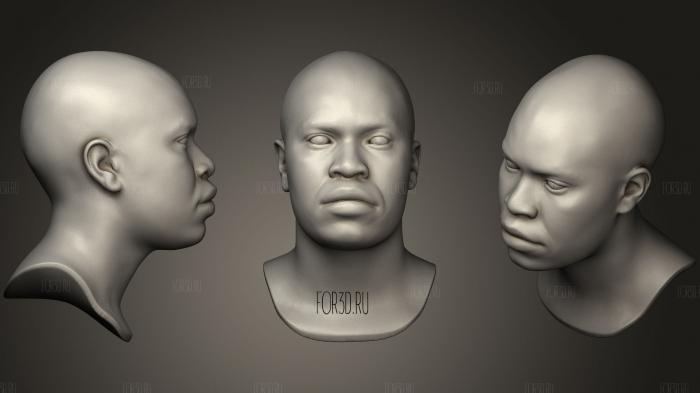 Black Man Head 2 stl model for CNC